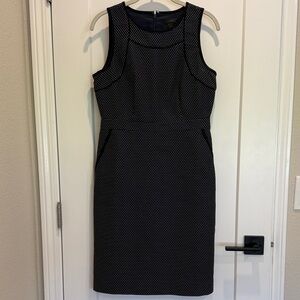 J. Crew Blue and White Dotted Midi Dress